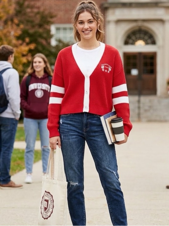 wild fable Sweaters - Game Day Collegiate Dorm Ready Chunky Knit Red Button Down Sweater Var Sizes NWT